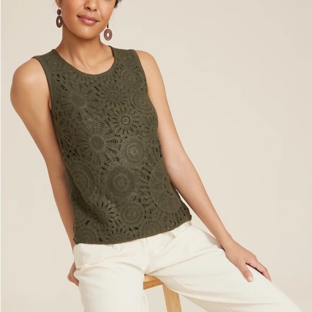 Maurices Forest Green Crochet Tank Top Size XXL